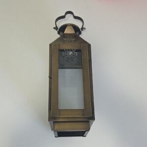 Pottery Barn Brass Finish Decorative Lantern - Bronze Accent Home Accent
